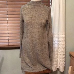 Tan, turtle-neck dress